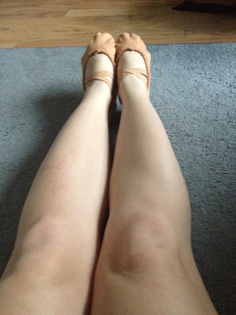 tying ballet shoes